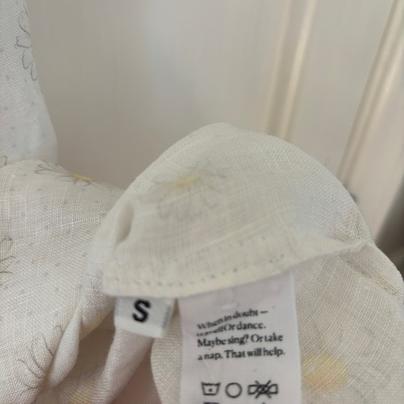 Sleeper Brigitte Midi Linen Dress in Daisy Floral Print Size Small Summer Button - Picture 12 of 17